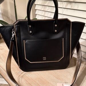 Ivanka Trump Black and Tan Tote Bag